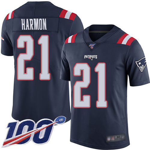 New England Patriots Football 21 100th Season Rush Limited Navy Blue Men Duron Harmon NFL Jersey